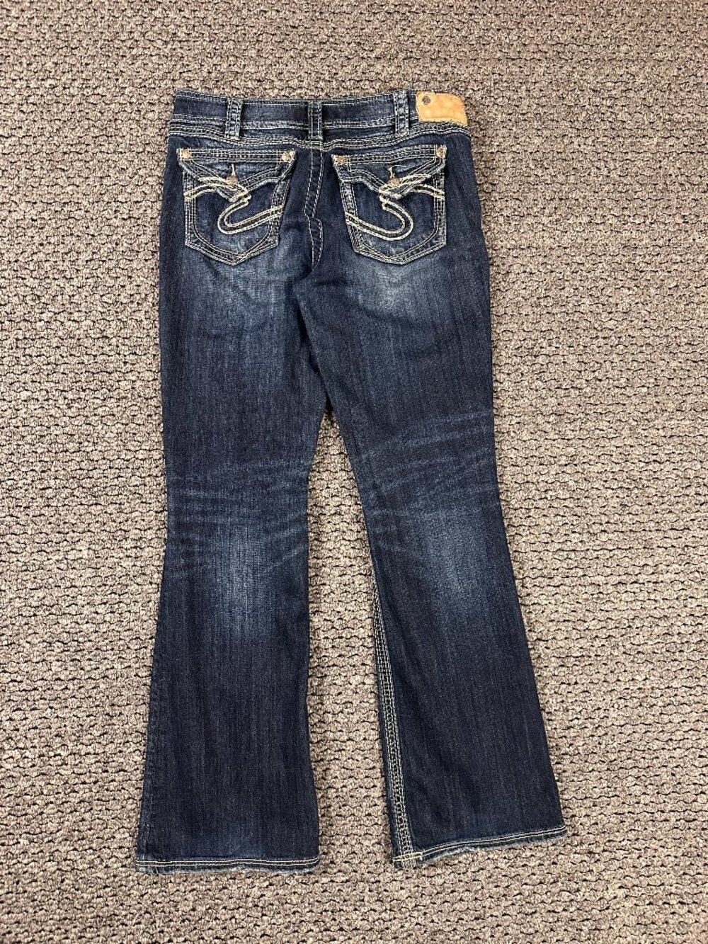 SILVER JEANS SUKI SURPLUS Thick Stitch Bootcut Jeans Womens Dark Wash 30x32 y2k